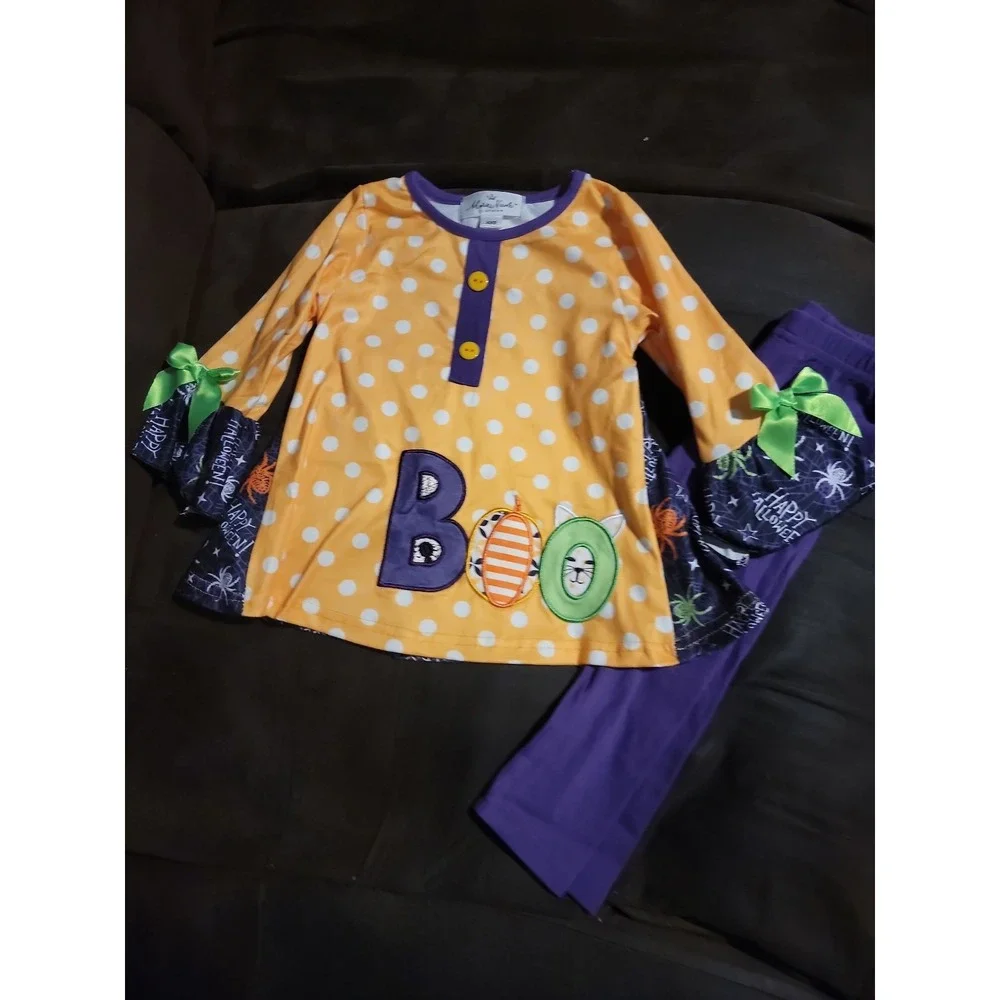Marie nicole boutique dress and leggings boo Halloween xxs 6 12 months